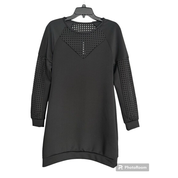Fabletics Tilly Dress‎ Black Knit Mesh Long Sleeve Size Small NEW - Picture 1 of 8